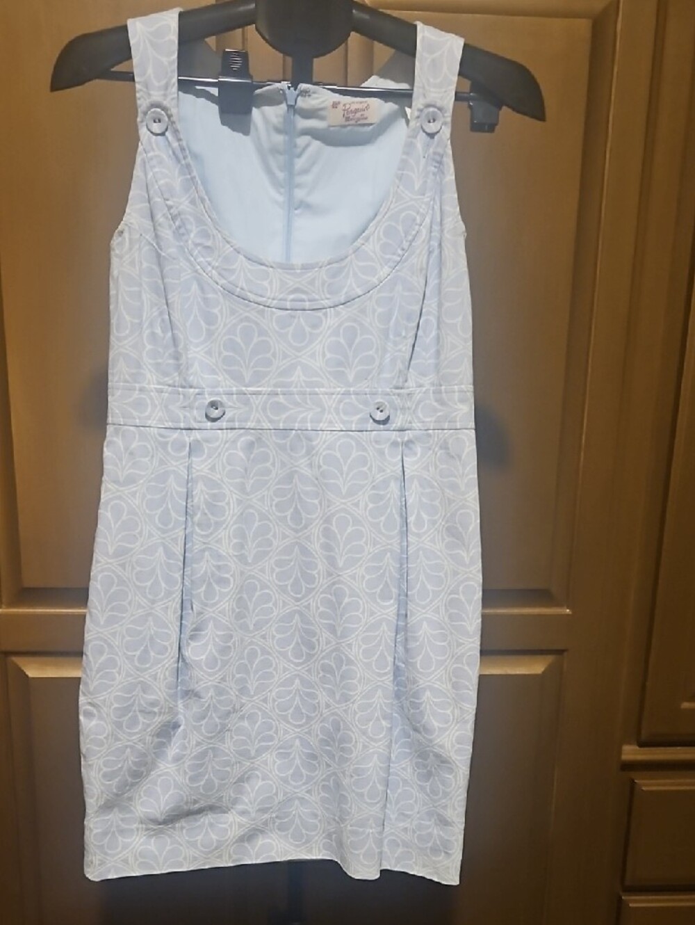 Original Penguin Light Blue Patterned Sleeveless Shift Dress - Picture 3 of 4